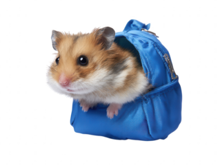 Hamster Travel Cute Rodent Peeking Out From a Blue Backpack, Ready for Adventures