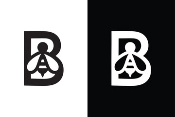 Letter B letter design. B letter with Bee icon abstract vector logo icon circle logotype.  © MONI