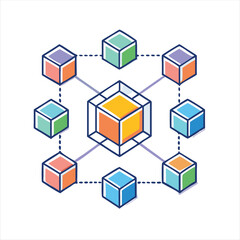 Illustration of a network of interconnected cubes representing a digital structure