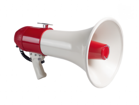 Loud and Clear A Red and White Megaphone Amplifying Messages for All to Hear