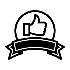 thumbs up icon with ribbon banner for appreciation vector illustration.