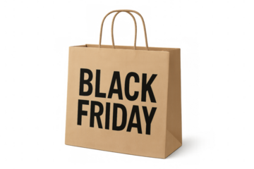 Black friday shopping bag on transparent background