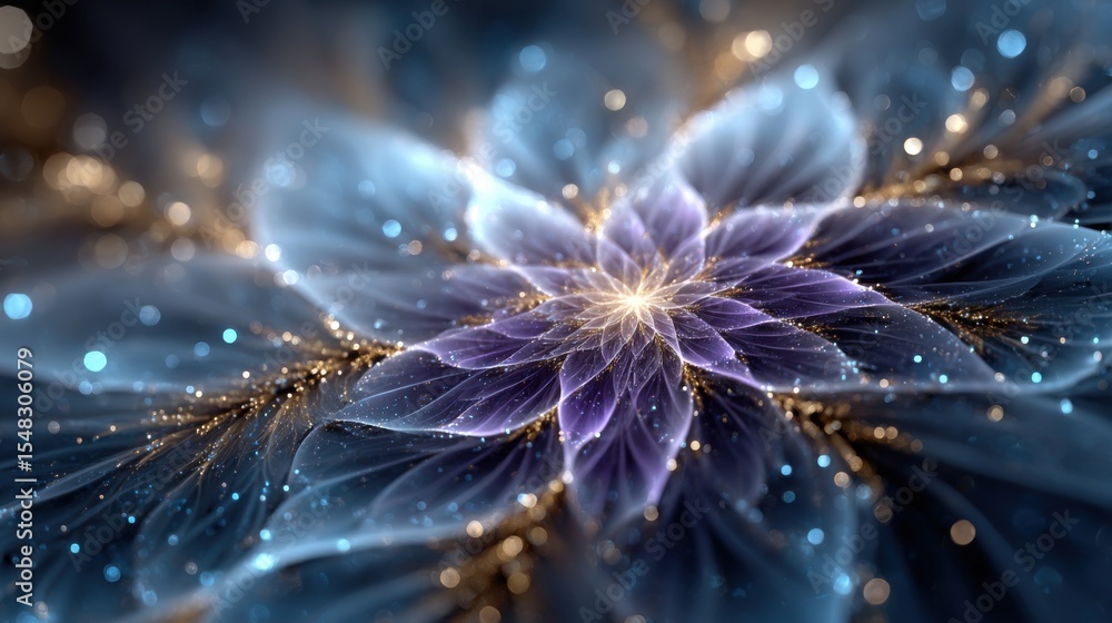 Poster swirling patterns form a beautiful flower design that captivates with its vibrant colors and sparkli