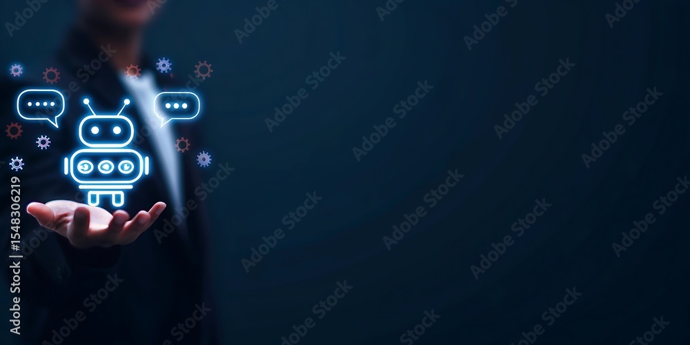 Poster chatbot innovation in global connectivity and ai technology. ai artificial intelligence concept, dig