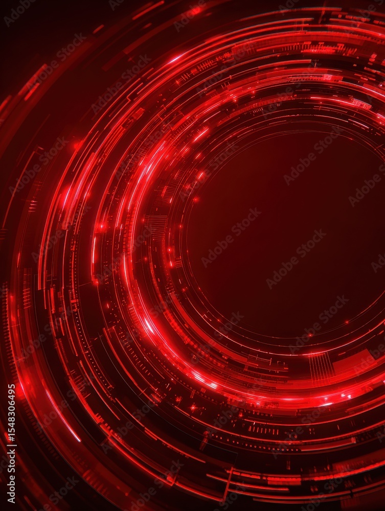 Poster abstract digital tech circle on red technology background. copy space.