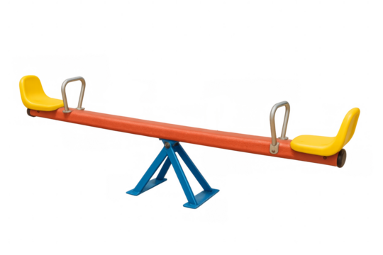 Seesaw balancing on transparent background, ready for children's playtime