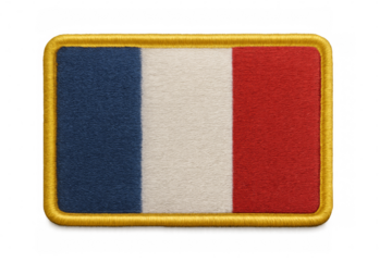 Embroidered patch featuring french flag on transparent background