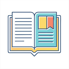 Colorful Illustration of Open Book with Pages and Bookmark Symbolizing Learning