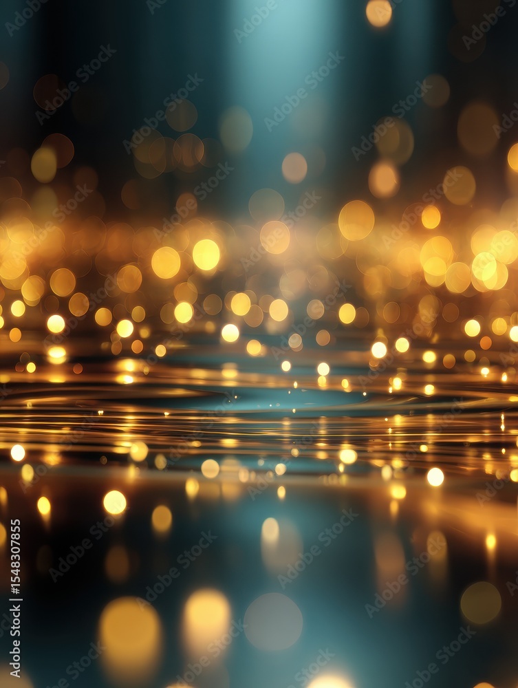 Aufkleber abstract background with a shimmering surface reflecting out of focus glowing lights.