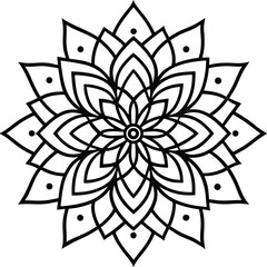 Floral mandala artwork combining geometric patterns and petal elegance silhouette vector