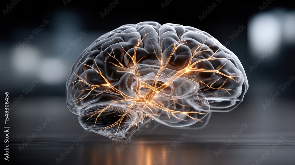 Fototapete a highly detailed representation of a brain with intricate neural connections highlighted by glowing