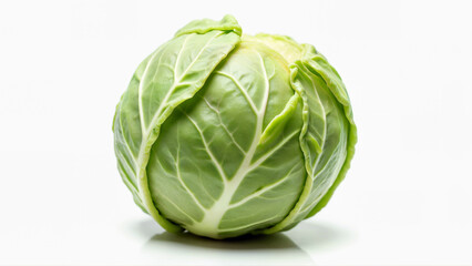 Fototapeta premium Fresh cabbage isolated on a white background for use in food, nutrition, or vegetable-related projects. For culinary, educational, or design purposes.