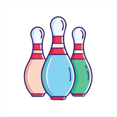Colorful Cartoon Bowling Pins Standing Together Illustration Vector Art Design