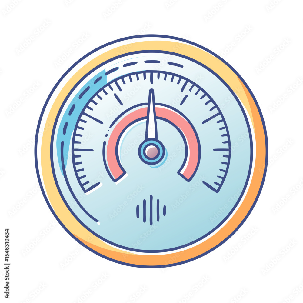 Poster retro style gauge illustration with needle pointing to normal range indicator