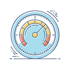 Stylized Speedometer with Color Bands and Tick Marks Indicates Intermediate Level