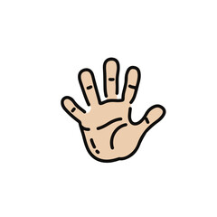 Obraz premium An illustration of an open human hand shows five fingers