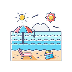 A cartoon illustration of a day at the beach is so relaxing