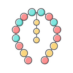 Colorful Round Beads Connected in a Circle with a Pendant Element