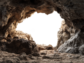 Ethereal Light Emanating from a Rocky Cave Opening, a Natural Rock Formation