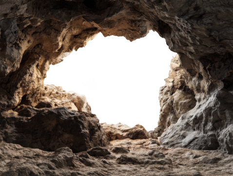 Ethereal Light Emanating from a Rocky Cave Opening, a Natural Rock Formation