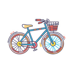 Obraz premium Stylish cartoon bicycle illustration with front basket and colorful design