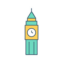Stylized minimalist illustration of the Big Ben clock tower in London England