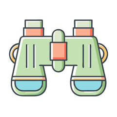Illustration of optical device binoculars for distance viewing, birdwatching and discovery