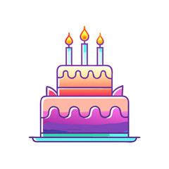 TwoTiered Birthday Cake with Three Candles, Symbolizing Celebration and Sweetness