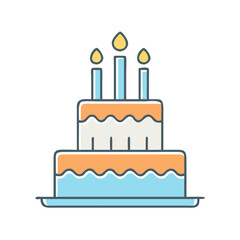 Colorful two tier birthday cake with candles ready to be enjoyed