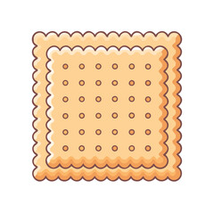 Illustration of a delightful square cracker with a scalloped edge design