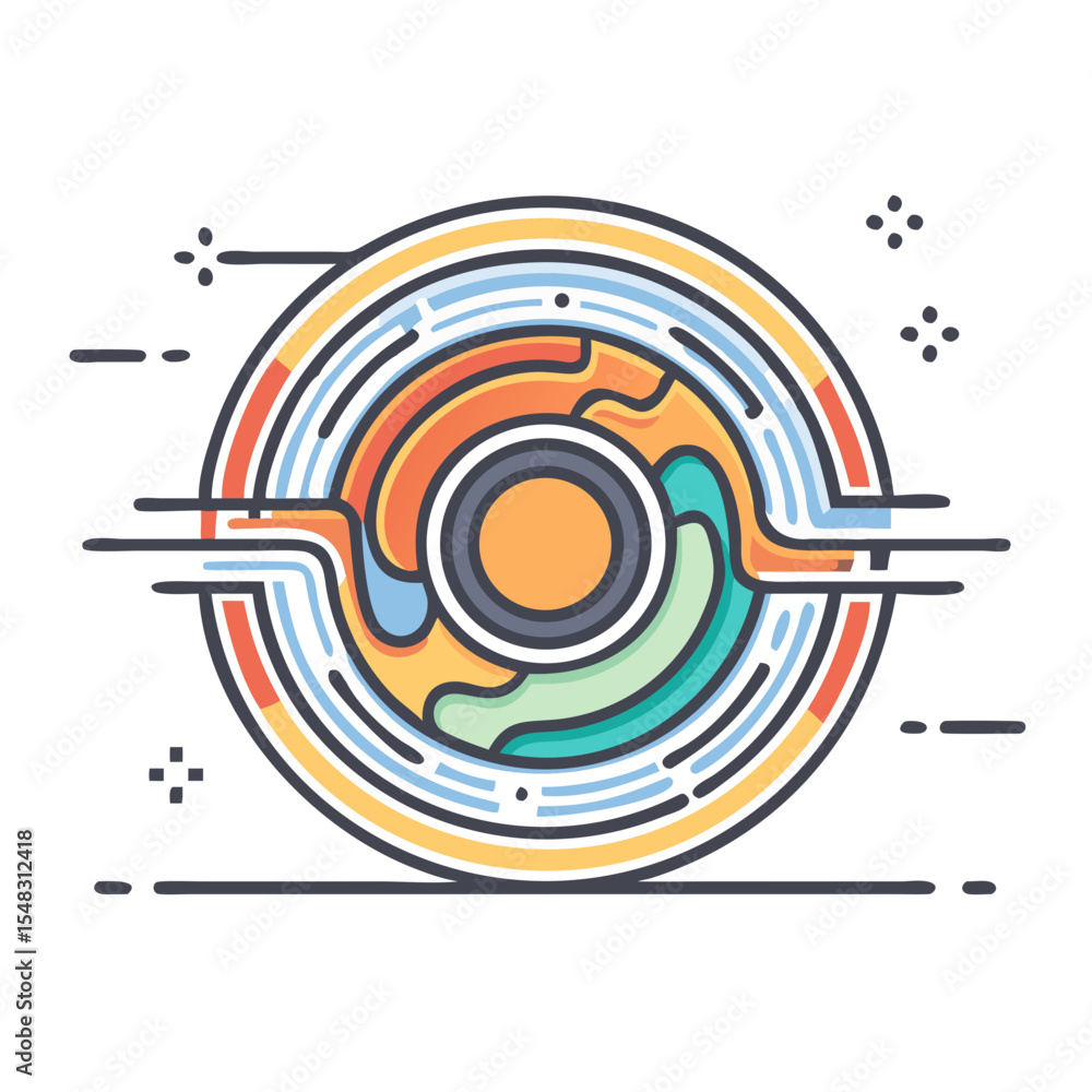 Poster modern artistic abstract design of concentric circular elements with color variation