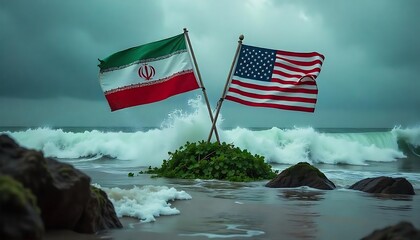 Iran-USA Broken Flags

Strained Diplomatic Ties

US-Iran Tension Symbol

Cracked Flags Conflict

Fractured Relations Visual

Political Rift Image

Divided Nations Symbol

Flag Break Tension
