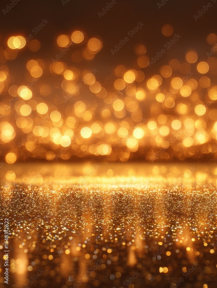Poster abstract background with a shimmering surface reflecting out of focus glowing lights.