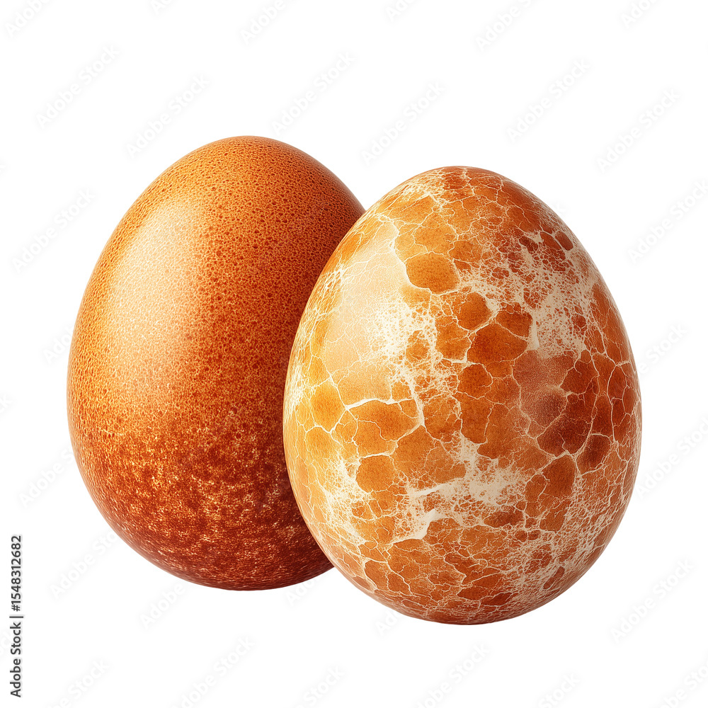 Poster two brown eggs close up on a plain background for cooking and easter use isolated on transparent bac