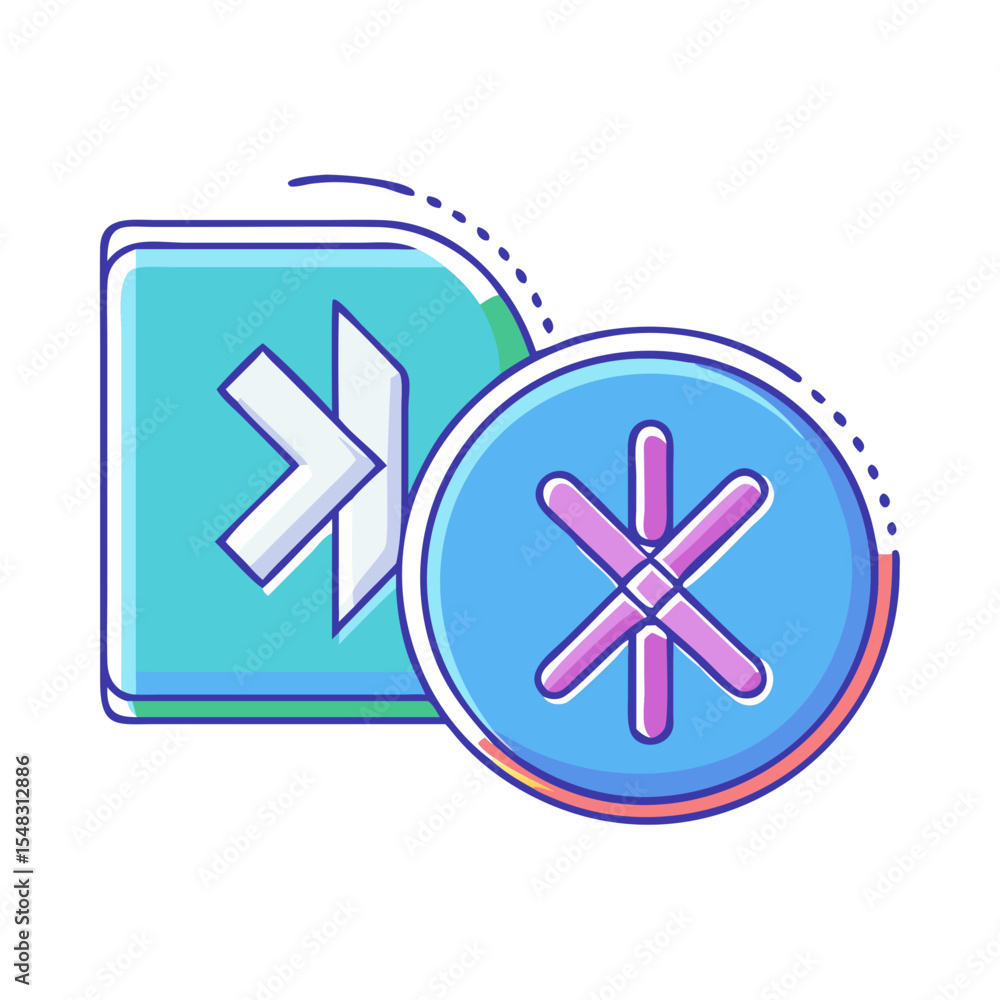 Poster bluetooth and asterisk colorful icon design for mobile or web applications