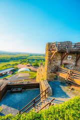 Sunset over the castle Szigliget, Hungary near Balaton lake