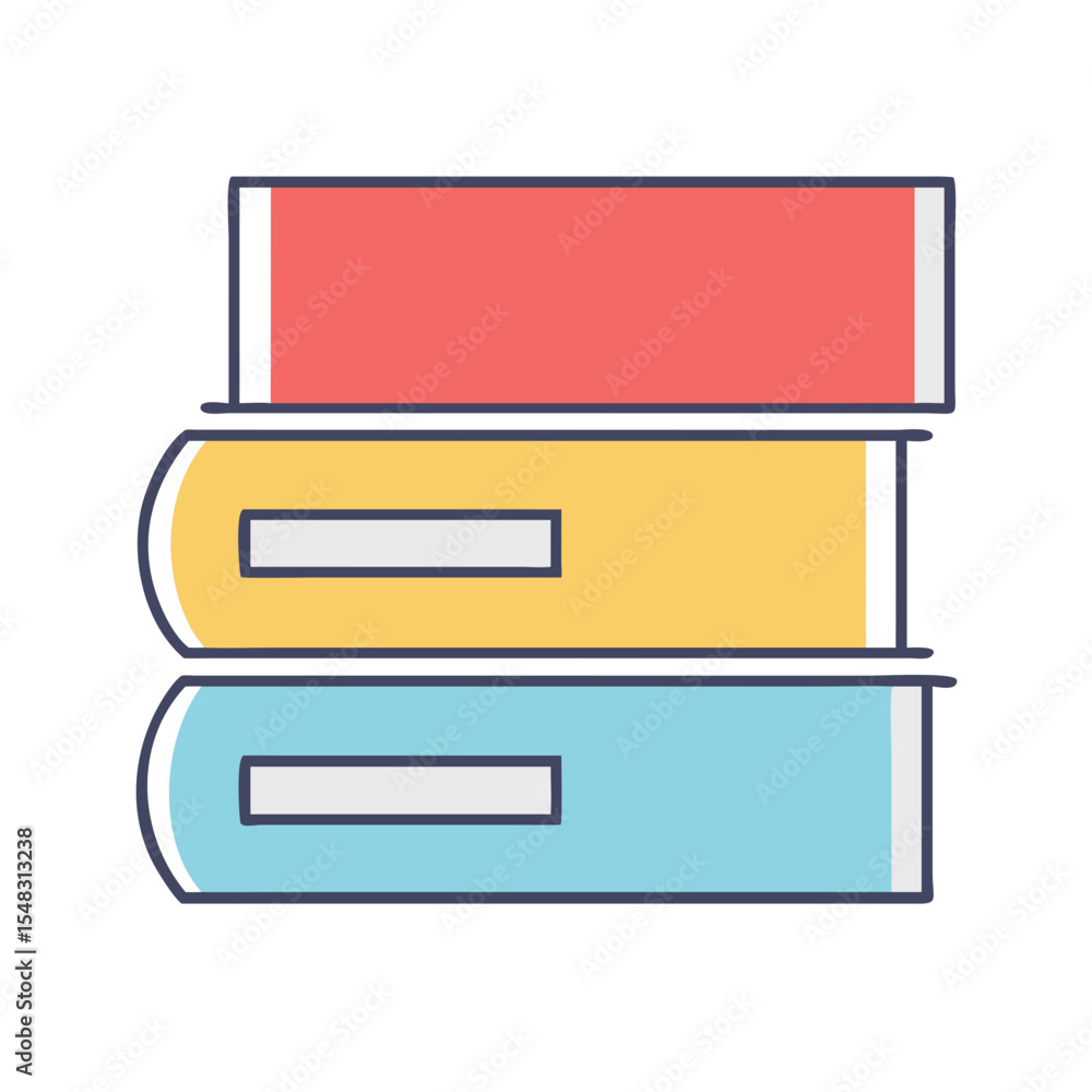 Poster Stack of colorful books in simple and modern flat vector illustration
