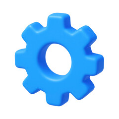 Fototapeta premium Cartoon plastic gear icon rotating on transparent background, perfect for your projects