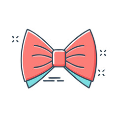 Elegant stylized bow tie with a pink and blue color scheme and sparkle