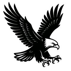Obraz premium Majestic Black and White Bald Eagle Landing Vector - Symbol of Freedom, Power, and American Pride