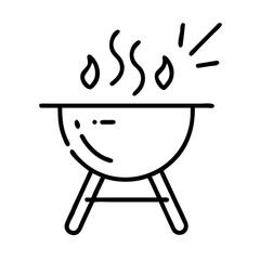 Icon of a grill with smoke indicating cooking meat  