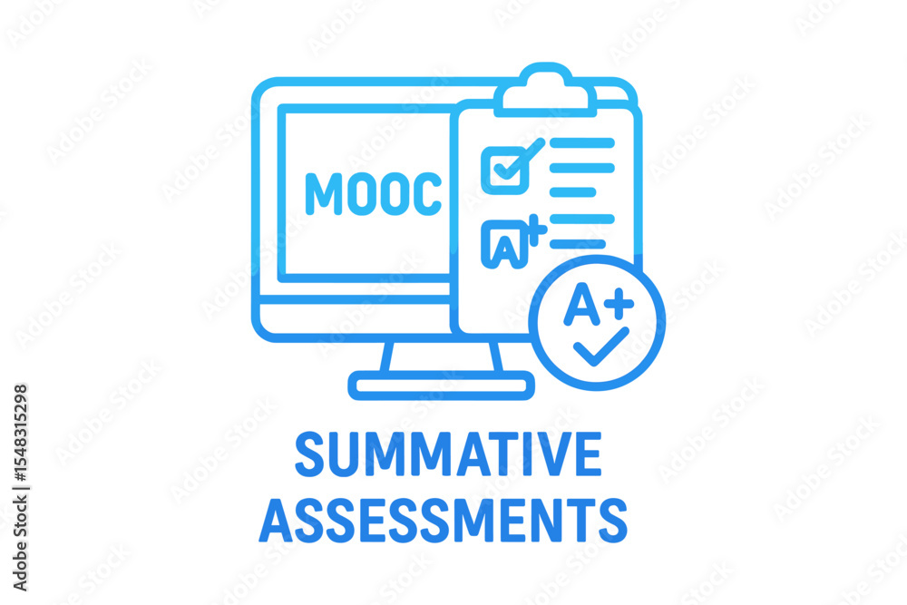 Poster the concept of 2d gradient icon summative assessments is represented by a simple isolated vector in 