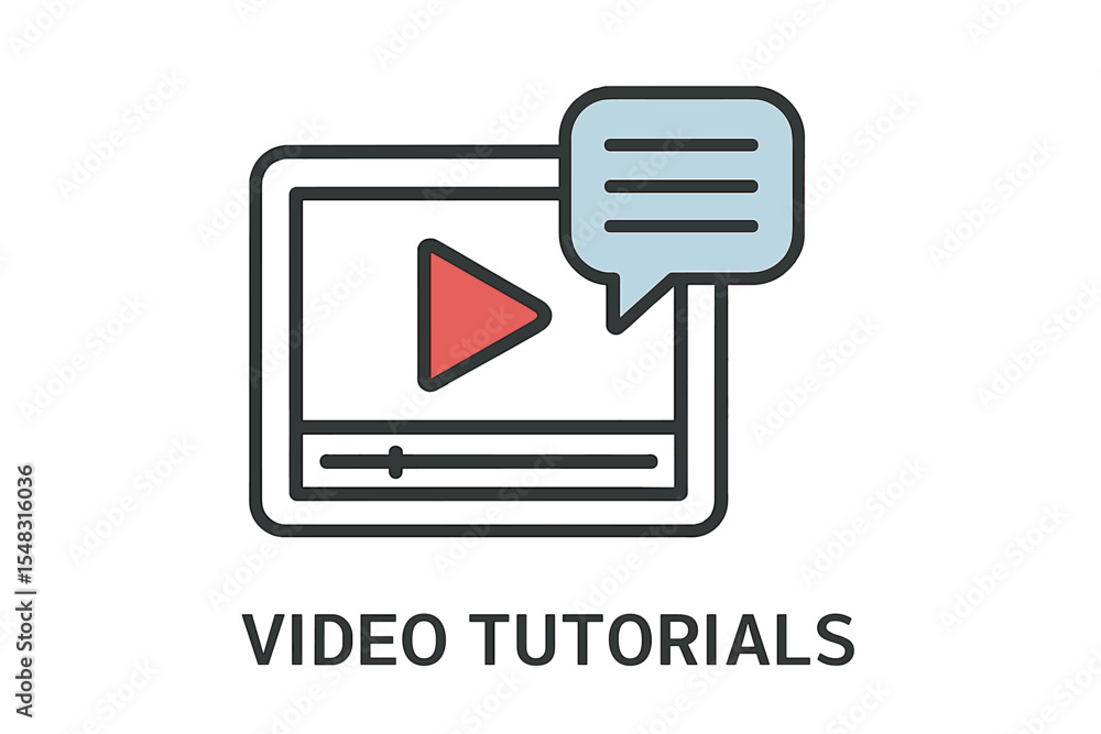 Poster the creative icon for video tutorials is a simple element illustration that represents the concept s