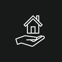 Hand Holding House Icon Real Estate, Property Ownership, Home Care And Investment