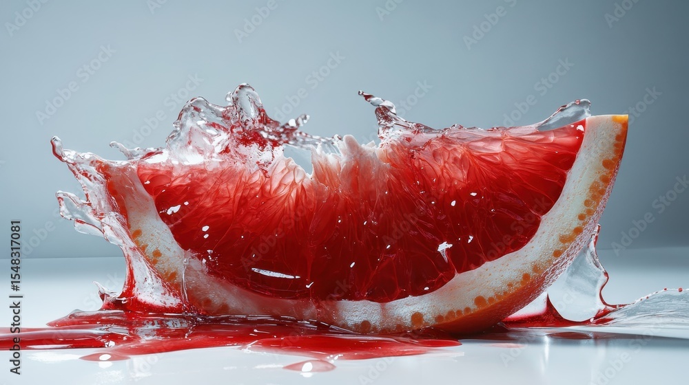 Poster the dynamic splash of grapefruit juice captures the viewer's attention, showcasing the vibrant red c