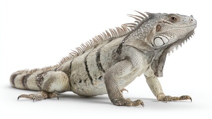 Obraz premium Gray iguana profile against white background