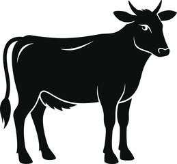 Fototapeta premium Cow silhouette vector Style with white background 