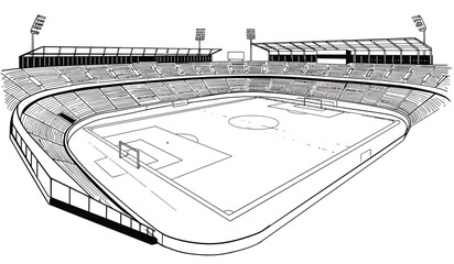 Field Stadium Detailed Vector Soccer Football Stadium Outline Shape Silhouette Vector for Background
