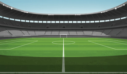 Soccer field with scoreboard, vector football field flat vector  © rsvect02