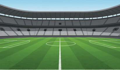 Soccer field with scoreboard, vector football field flat vector
